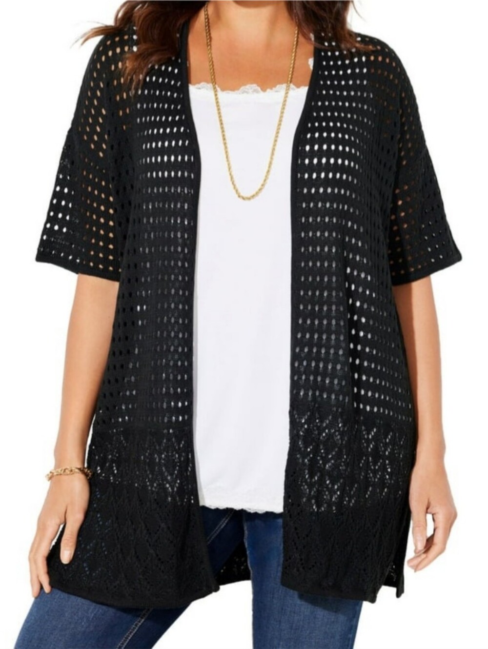 Catherines 2X Black Knit Open Top